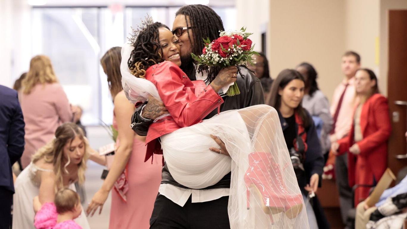 Love is in the air during Valentine’s Day weddings at the St. Louis County Courthouse